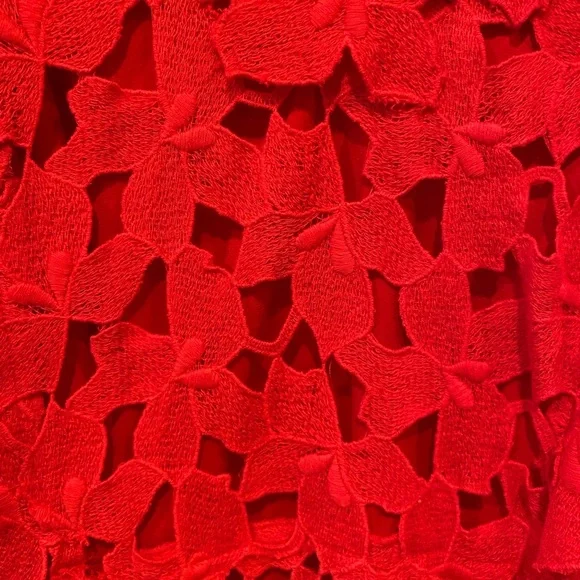 Elie Tahari Morgan Red Macrame Lace Overlay Dress - Picture 4 of 14